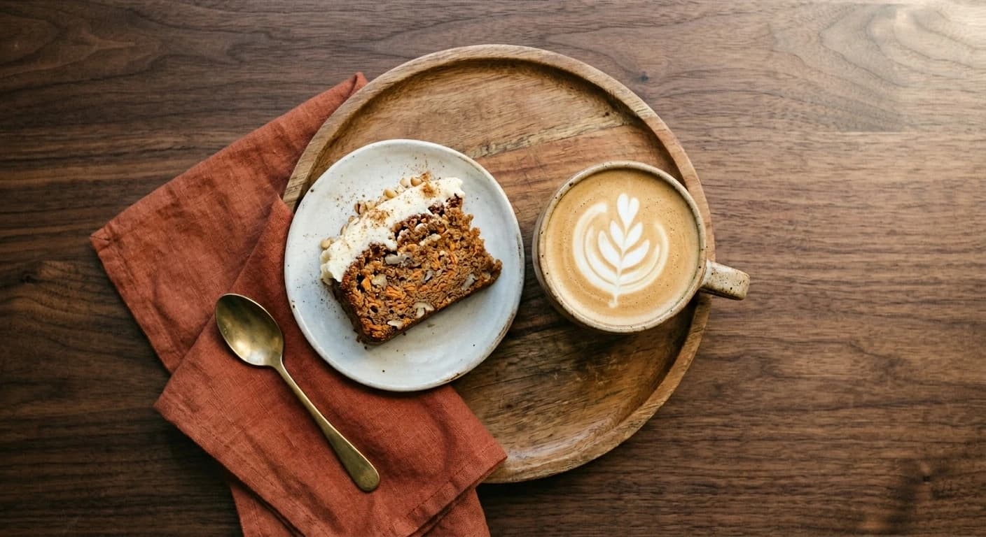 Hafer-Latte und Karottenkuchen