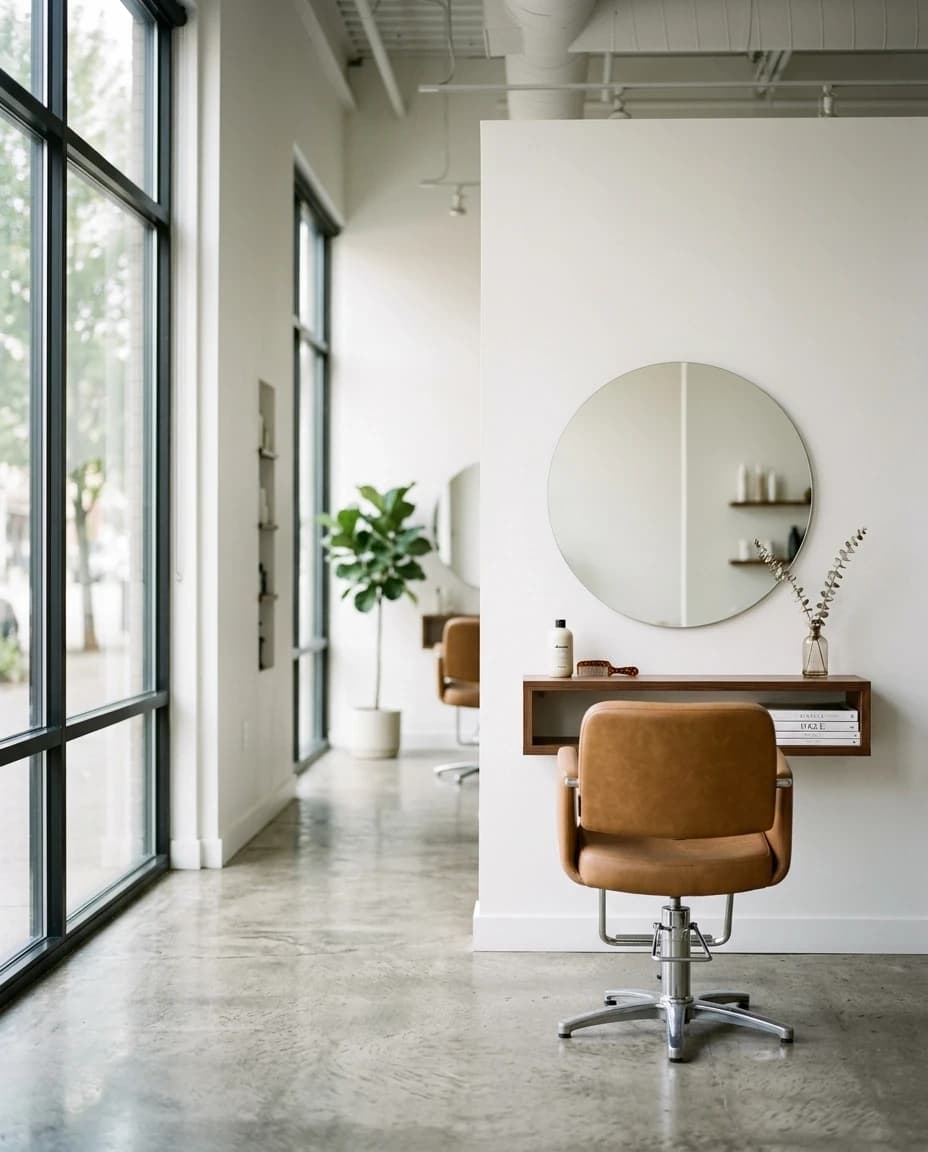 Heller Salon-Innenraum von Studio Linnea in Karlsruhe